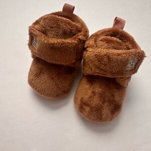 BearPaw Brown Baby Walker Booties with Velcro Strap